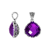 Amethyst Quartz Sterling Silver Pendant handcrafted in Bali with artisan Balinese design